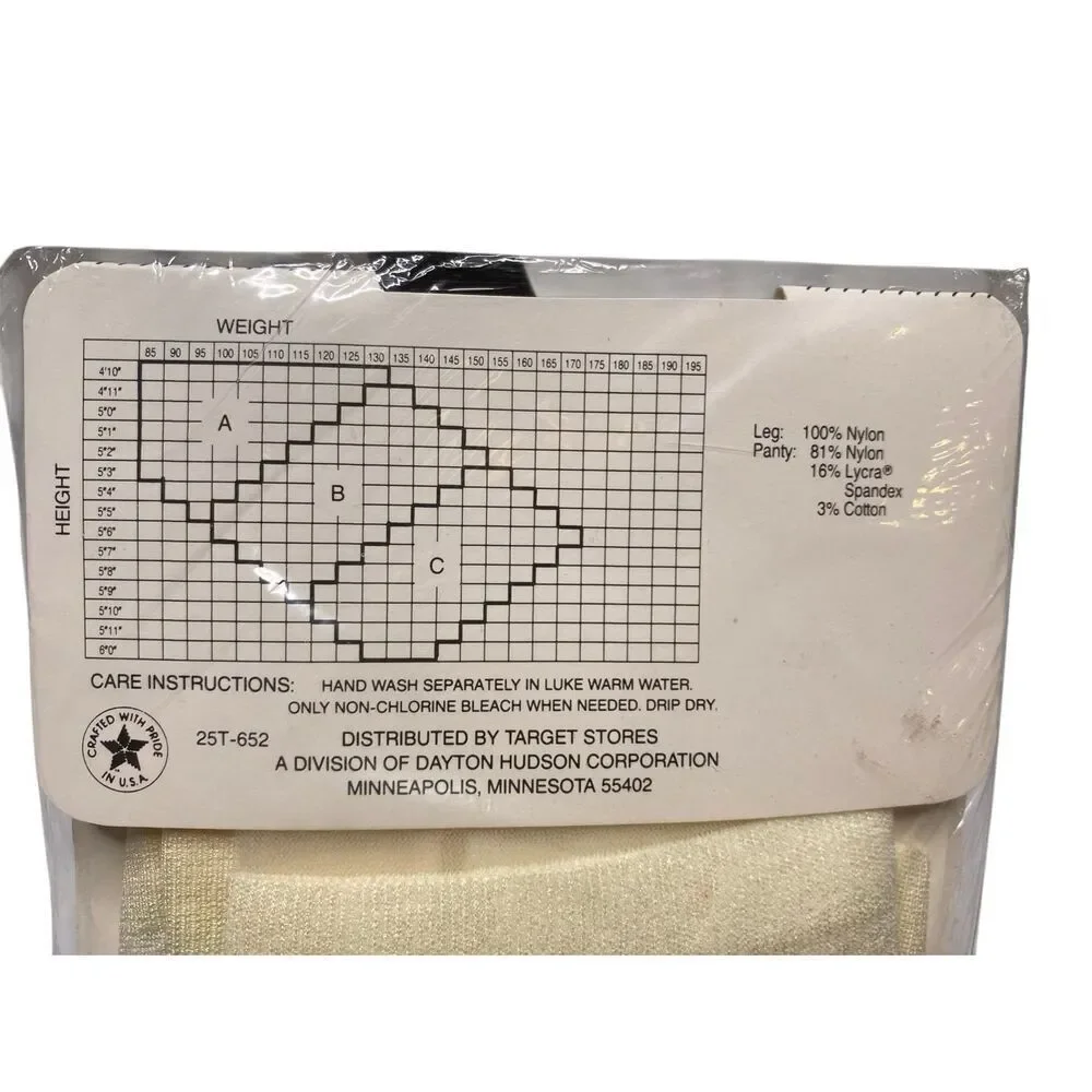 Target Ultra Sheer Control Top Pantyhose Off White Size C Sandalfoot Formal